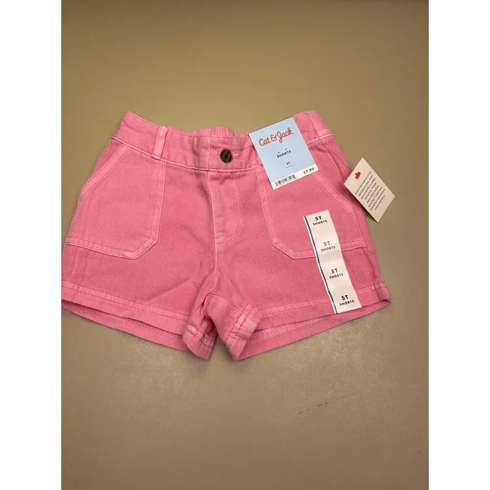NWT Cat & Jack Girls 5T Pink Shorts & Heart Print Skort Bundle Summer Outfit Set